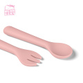 Amazon Silicone Baby Spoon Fork Eco Friendly Kids Dingeware Setting Silicone Spoon and Fork Dinner Spoon Logo 36G Custom